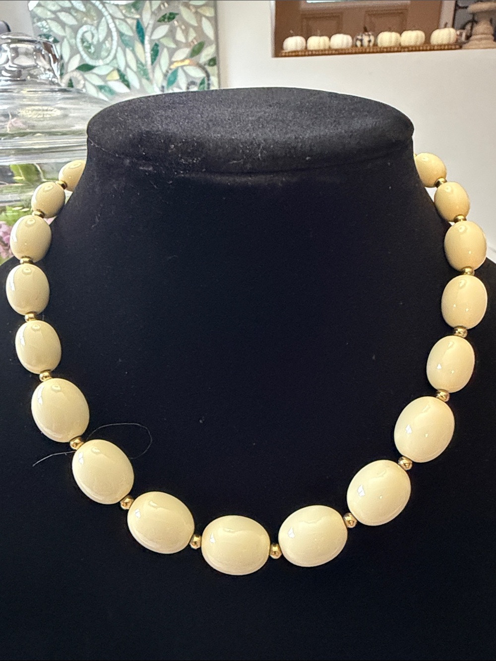 MONET Cream Beaded Statement Necklace - Women Jewelry